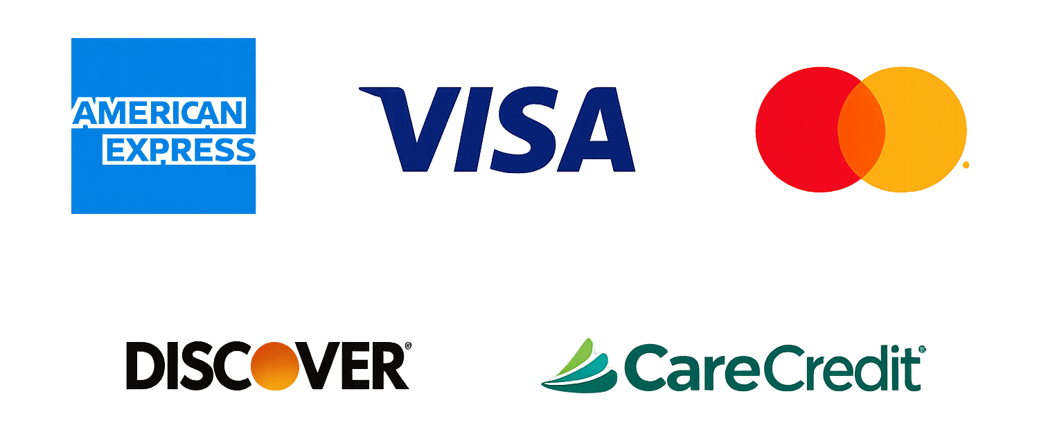 we accept cash, check, HSA cards, Debit Cards, American Express, Visa, Mastercard and Discover and CareCredit.